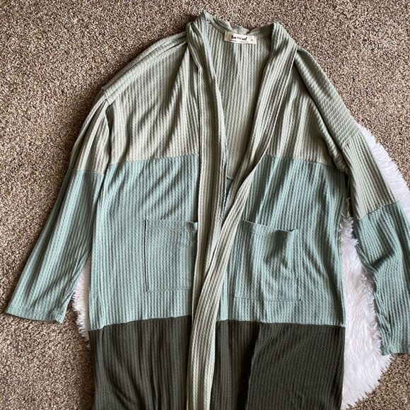 Three Bird Nest Waffle Knit Cardigan Open Front Womens Size XL - Picture 3 of 7